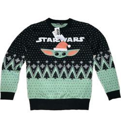STAR WARS THE MANDALORIAN GROGU UGLY HOLIDAY SWEATER SIZE L THE CHILD YODA