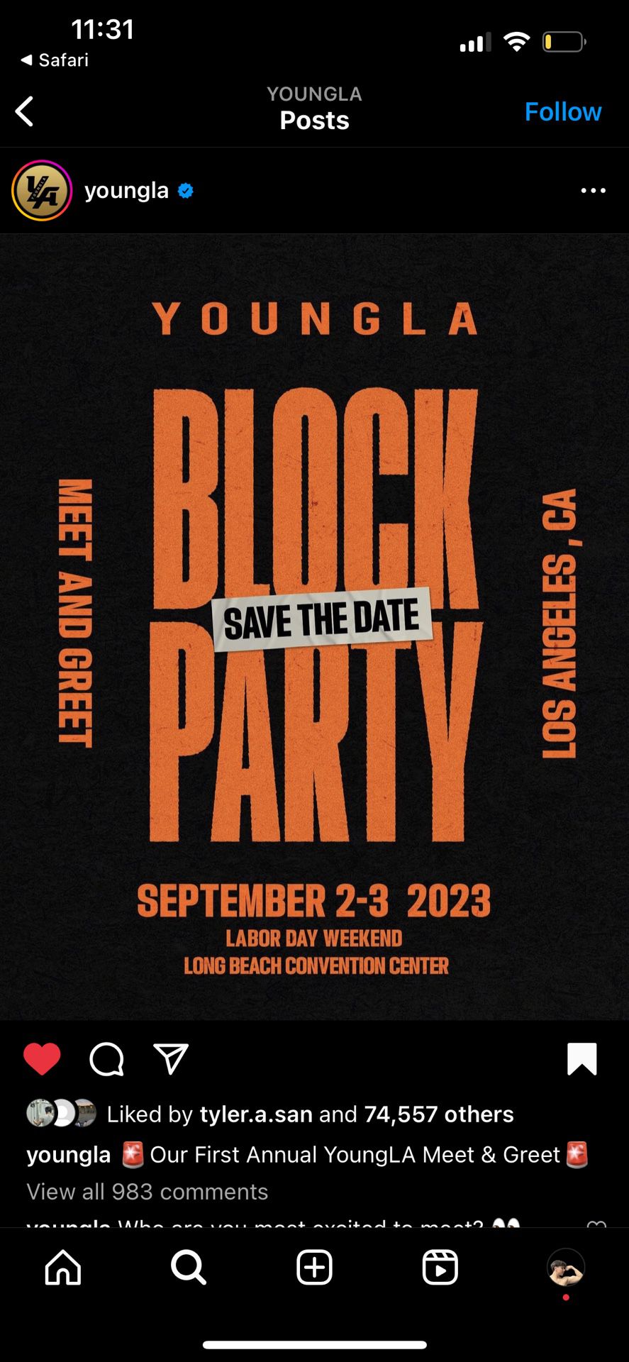 2 YoungLA Block Party Tickets For Sunday for Sale in Montebello, CA -  OfferUp
