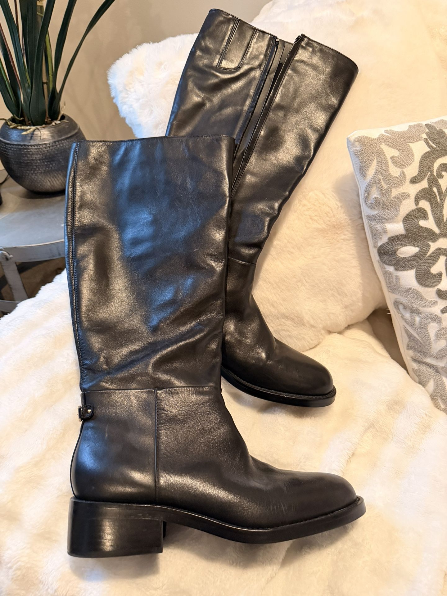 Sam Edelman Leather High Knee Boots Size 9 Wide Calf