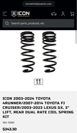 Icon 3” rear coil spring lift, 03-24 4Runner, 07-14 FJ Cruiser, 03-23 Lexus GX