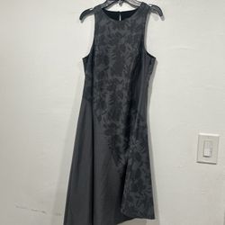 Banana Republic Asymmetrical 42% Wool Floral Grey Dress Petites 2