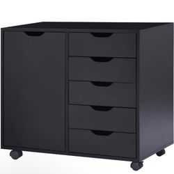 Naomi Home 5 Drawer Dresser With 2 Shelf Cabinet