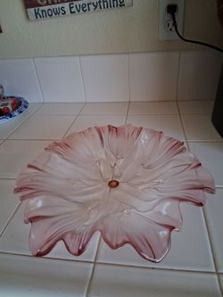 Waltherglas Frosted Pink Tinted Tulip Glass Tray