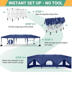 10 x 30 ft Party Tent Pop-Up Party Tent, Waterproof, UPF 50+, Commercial Event Tent