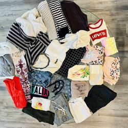 25 piece women’s clothing bundle, Sizes XS and S. Price is total. 
