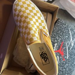 New White & Yellow checkered vans