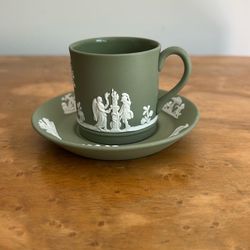 Vintage Wedgwood Sage Green Cup and Saucer
