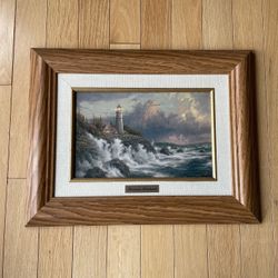 Thomas Kinkade “Conquering The Storms - Seasided Memories VI” Canvas Painting 6.5x9.5 Framed 12x15.75