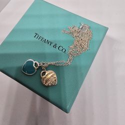 Tiffany Blue Double Heart Tag Pendant
