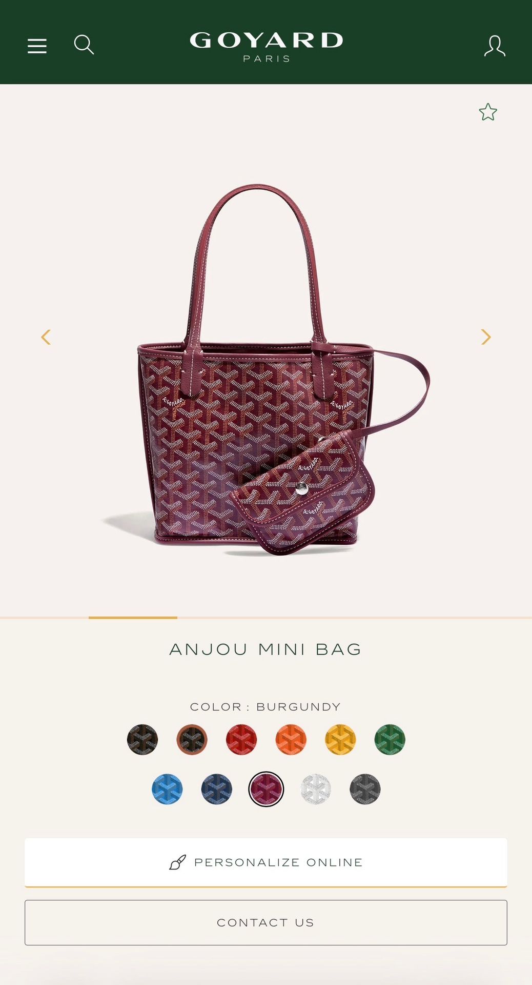 Goyard Anjou Mini Tote Burgundy