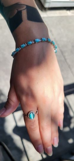 Cat's Eye Tourmaline and Diamond Silver Set