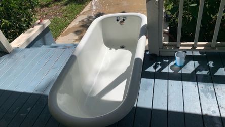 Cast Iron Claw Coffin Tub 1920s White Complete 