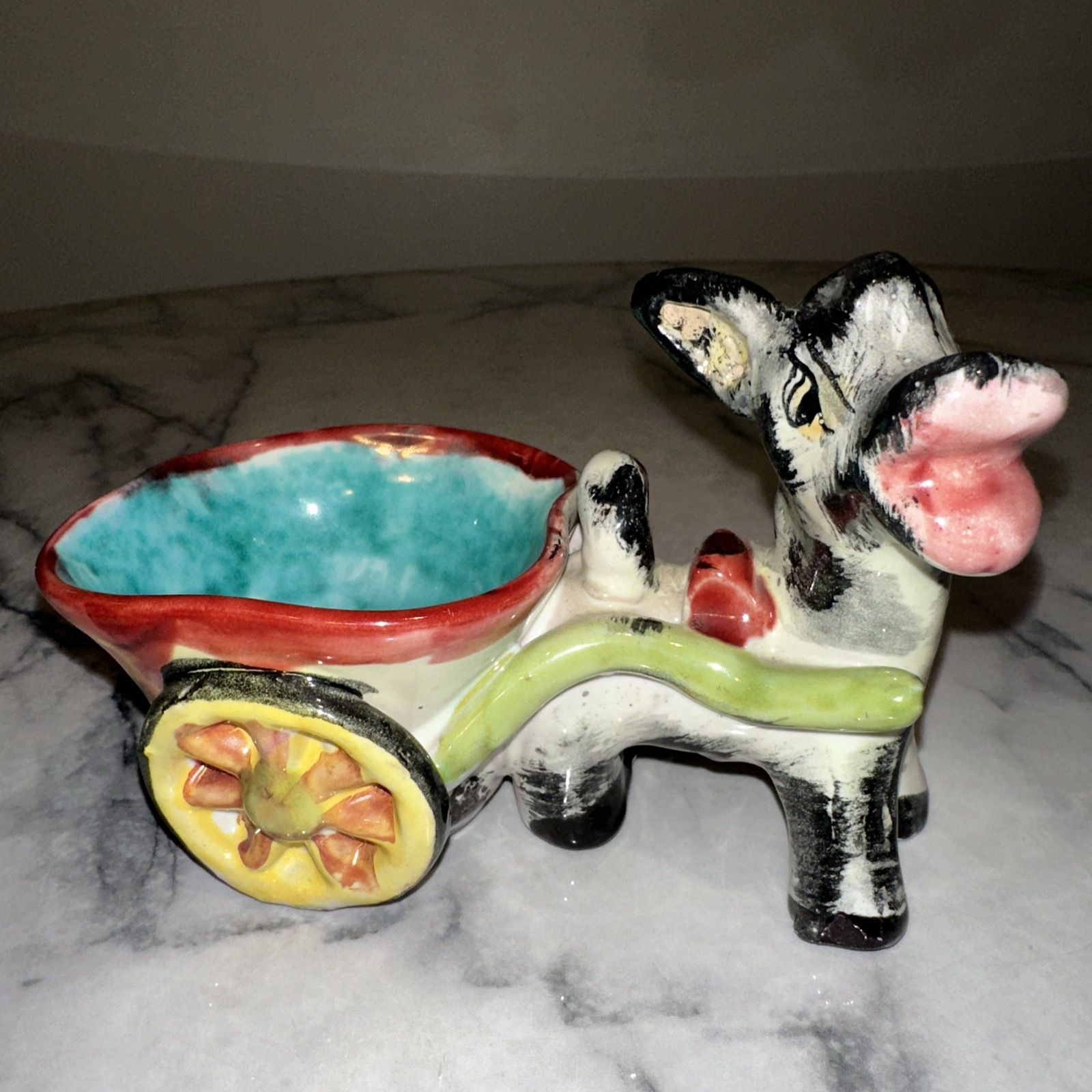 Vintage Bitossi Signed Italy Ceramic Donkey Planter MCM Mint 5x4 Handmade Paint