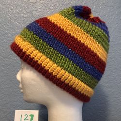 Colorful Striped Handmade Knit Hat for Child/Preteen/Small Adult