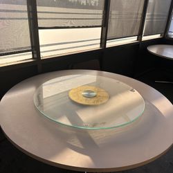 Restaurants Round Table With Glass Roller 