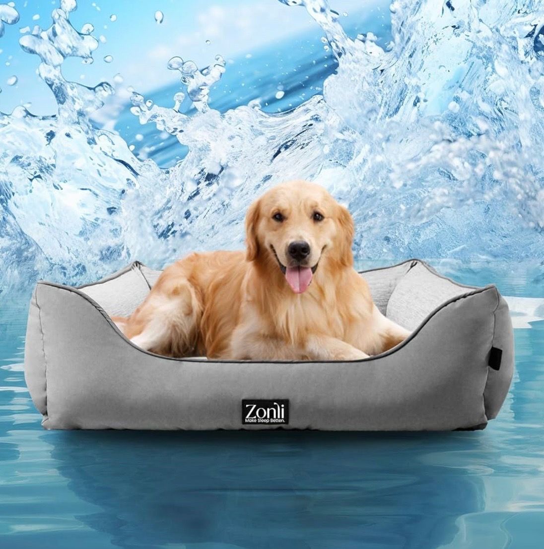 ZonLi Cooling Dog Bed (Grey, 30" L x 25" W x 8" Th)