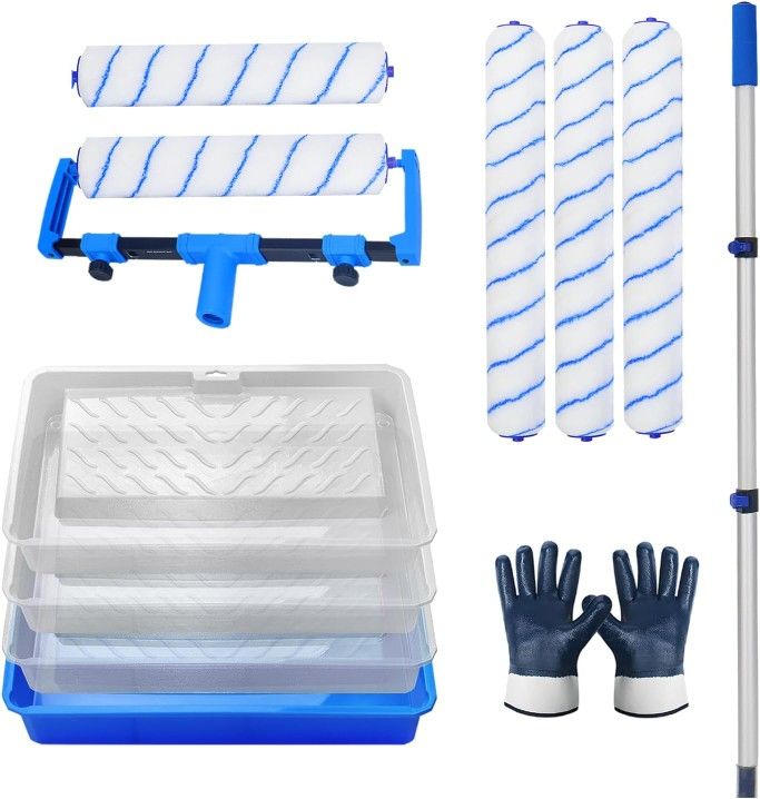 NEW - Paint Roller Kit, 12PCS Painting Set with Extension pole
