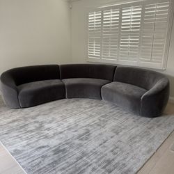 CB2 Roma three piece velvet sectional 