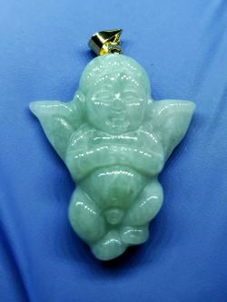 Burmese icy type A jadeite jade pendant lucky Angel.