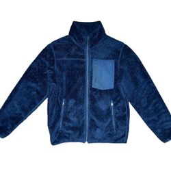 Navy Blue Uniqlo Sherpa Fleece Zip-Up Jacket