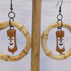Mini Reversible Tiki Bob Bamboo Hoop Earrings