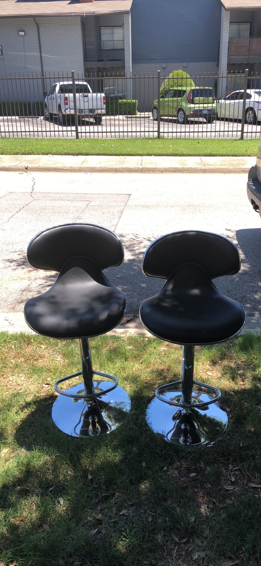 Black leather bar stools