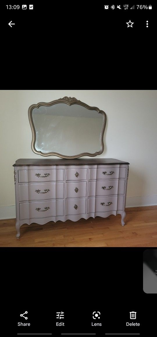 Refinished French provincial dresser and Mirror