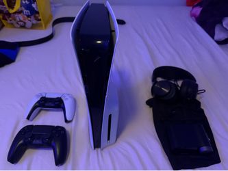 PS5 with 2 controllers and Base Station (Nova Pro) headset