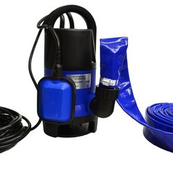 Submersible Drain Pump and 25' Water Hose, Sump Pump Kit for Pools, Hot Tubs, Water Tanks, Ponds, and More (2,000 GPH)