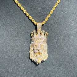 10k yellow gold 5CTW Natural Diamond Lion King charm pendant