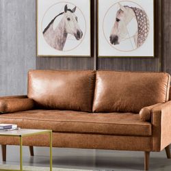 70" Faux Leather Couch /  Loveseat