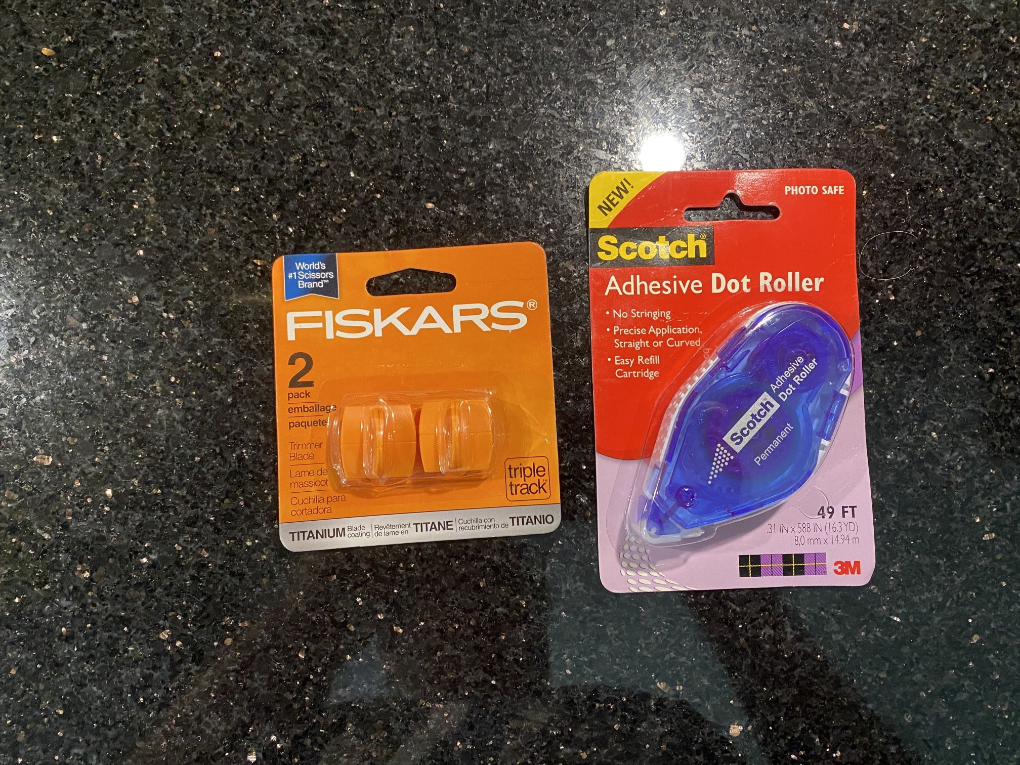 Fiskars 2-pk Trimmer Blades & Scotch Adhesive Dot Roller 1/3”x49ft Scrapbooking