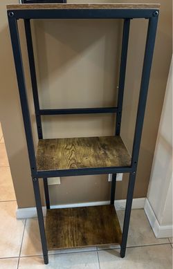 3-Tier Wood and Metal Shelving Unit – Narrow Storage Shelf