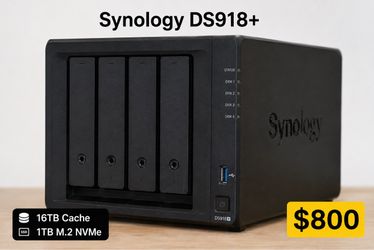 Synology DiskStation DS918+ NAS Server 16Tb + Cache 1Tb