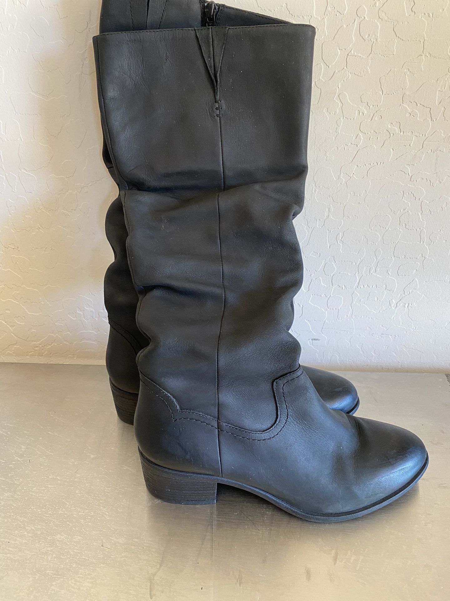 Steve Madden Murray Leather Black Riding Boots