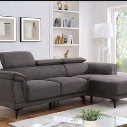 Brand New Plush Dark Grey Contemporary Style Sectional Sofa
