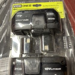 2 batteries  ryobi 4.0 ah