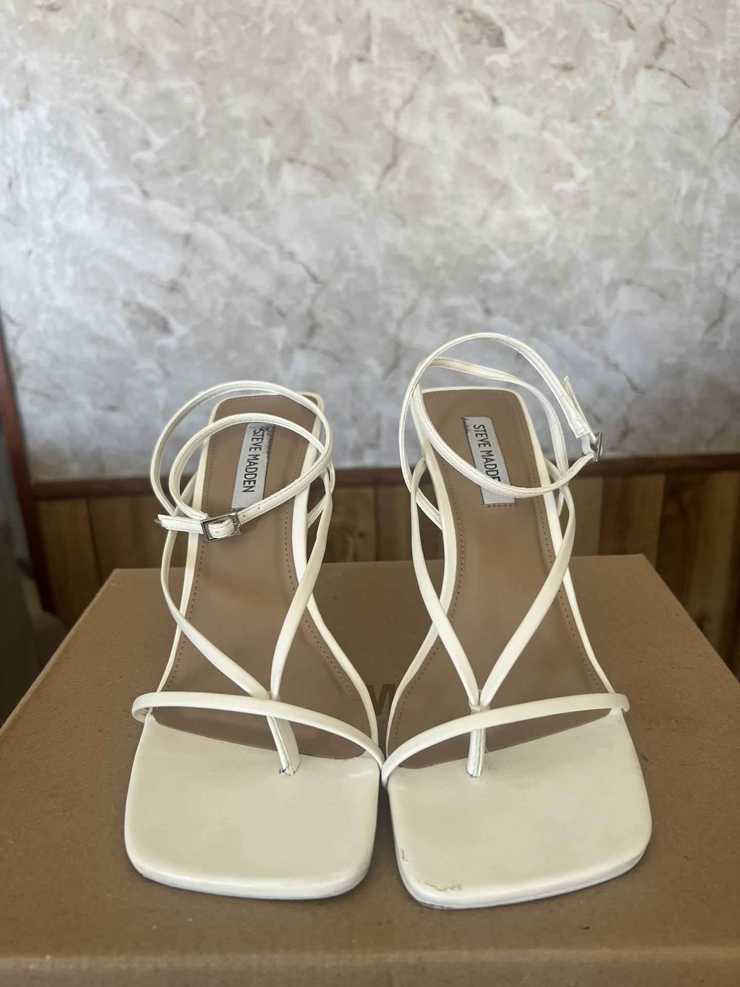 Steve Madden White Thong Heels