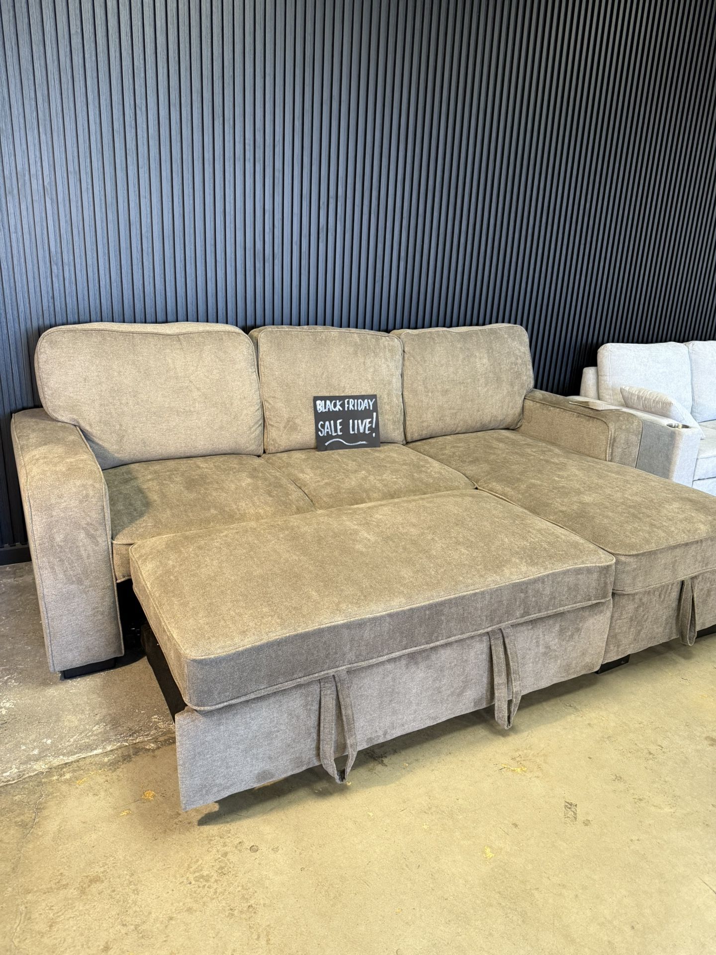 Modern Style Smart Sleeper Storage Sofa in – Pull-Out Bed + Hidden Storage – NEW + Free Delivery