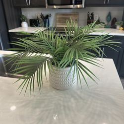 19” Faux Palm Plant In Ceramic Pot