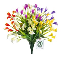 20 Bundles Calla Lily (400 Heads) Faux Flowers, UV Resistant (Color Mix)