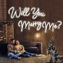 Super Large Neon Signs Will You Marry Me For Wedding Proposal Marry Me Sign Led Neon Light Sign Decor For Engagement Birthday Party Bar Bedroom Wall A