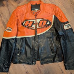 Vintage Harley Davidson Men’s SPEED Leather Jacket  98144-03VM Orange Racing Men's M
