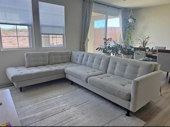 Light Gray Tufted Sectional Sofa - Free delivery