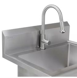 Glacier Bay 30 in. W x 24 in. D Freestanding Stainless Steel 1-Compartment Commercial Laundry/Utility Sink with Faucet and Drain