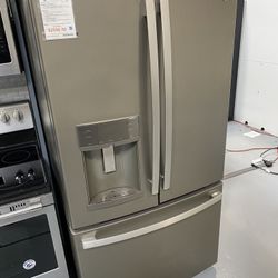 GE Profile Series Fingerprint Resistant Slate ENERGYSTAR 27.7 Cu. Ft. French Door Refrigerator With Hands-Free AutoFill