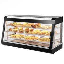 VEVOR 3-Tier Commercial Food Warmer Display, 1500W Food Display Warmer with Light, Adjustable Shelf and Temperature Display, 86℉~185℉ Steam Heating, 1