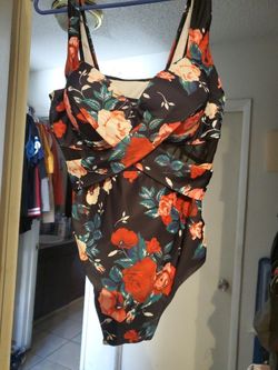 Womans Bathing Suit Floral Design New