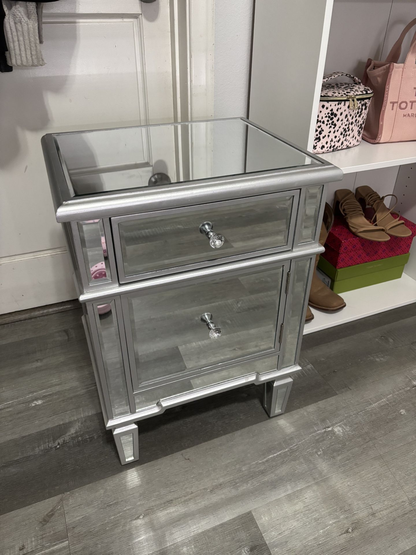 Mirror Nightstand With Drawer