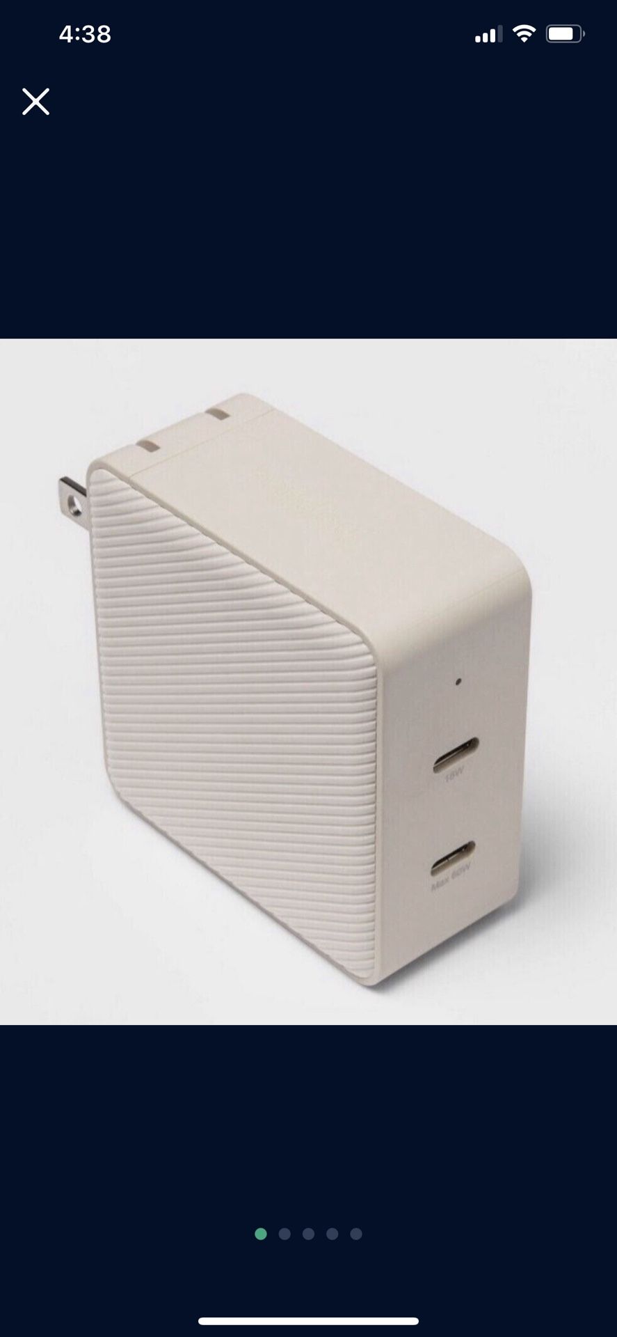 Heyday 60w USB-C Charger 2-Port GaN PD 3.0 Laptop Phone iPad Charger.